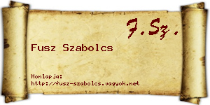 Fusz Szabolcs névjegykártya